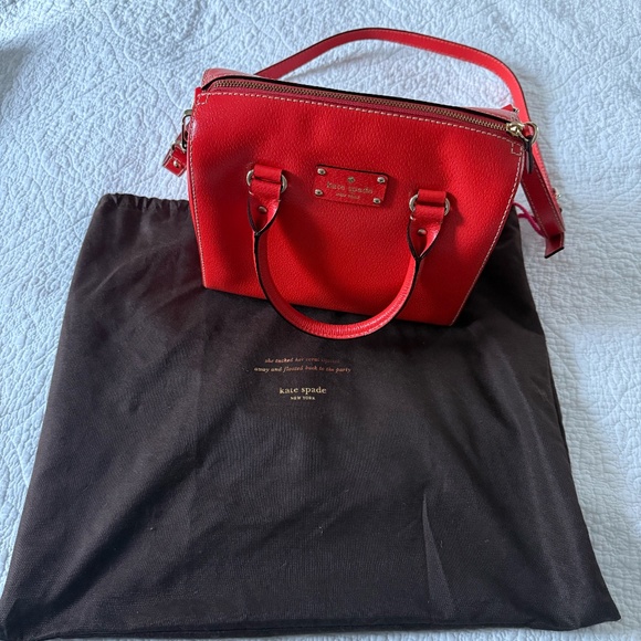 Kate Spade, Bright Red, Satchel Crossbody, Dome Shape - Picture 1 of 7